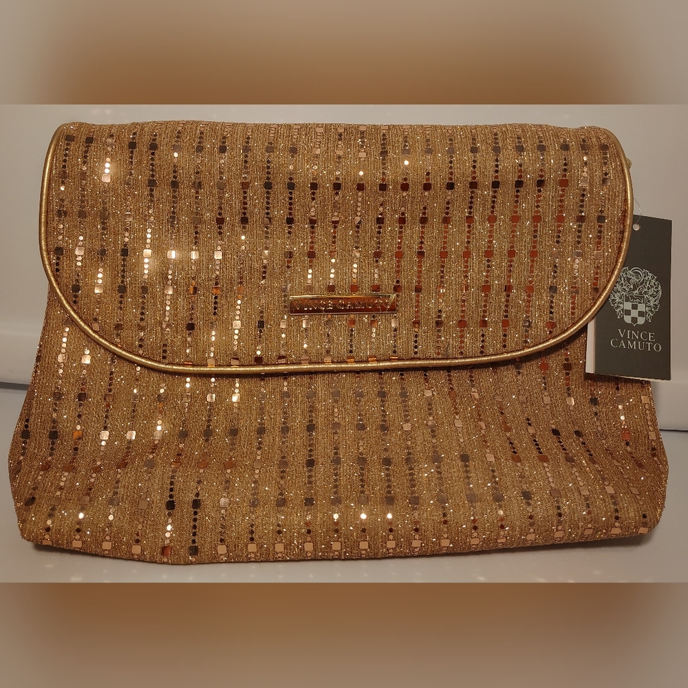 Vince Camuto Gold Sparkle Travel Toiletry Bag